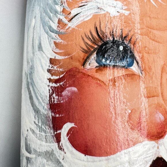 Hand-Painted Wooden Santa Claus Decorative Figure 5.5" Vintage - Picture 6 of 12